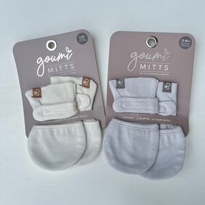 NWT Goumi Kids Baby Mitts Set Desert Mist Cloud SZ 3-6 mo Bamboo Organic